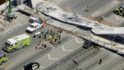 FIU bridge collapse in Miami, FL. Image: CBS4. 