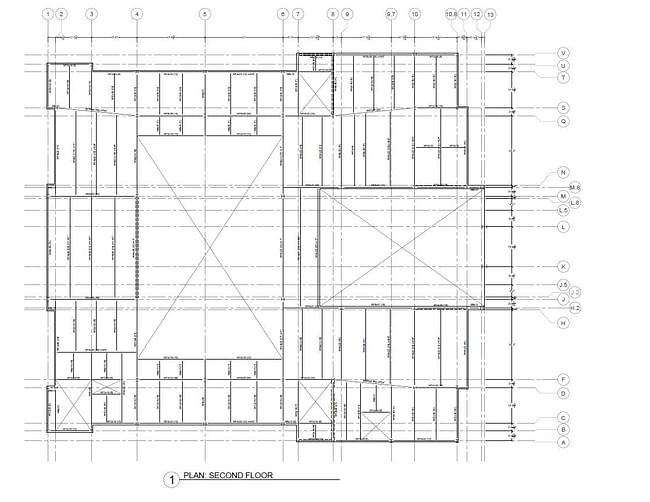 The second floor diaphragm was designed according to both the 2006 version of IBC and ASCE 7-05 Chapter 12 (which details the seismic design requirements for building structures). The diaphragm of the second floor was designed with heavy consideration of the multiple floor openings. Seismic weights were collected from RAM Frame software and then tributary façade loads were added to obtain the total seismic weights acting on the diaphragm. All demands for the diaphragm were then determined...