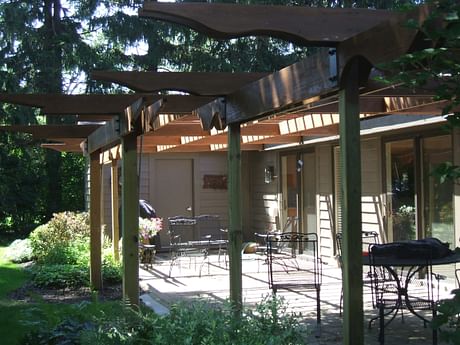 Pergola under construction, Westlake, Ohio