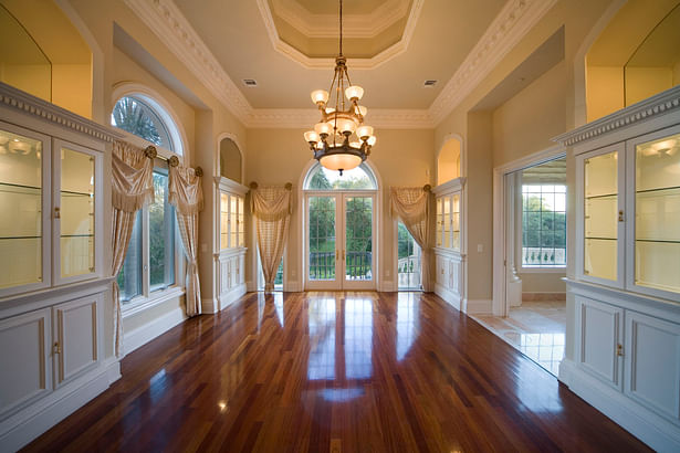 Dining room with built in china cabinets