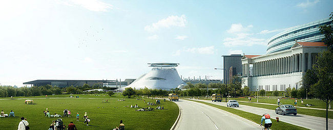 Another view of the proposed museum. Credit: Lucas Museum of Narrative Art