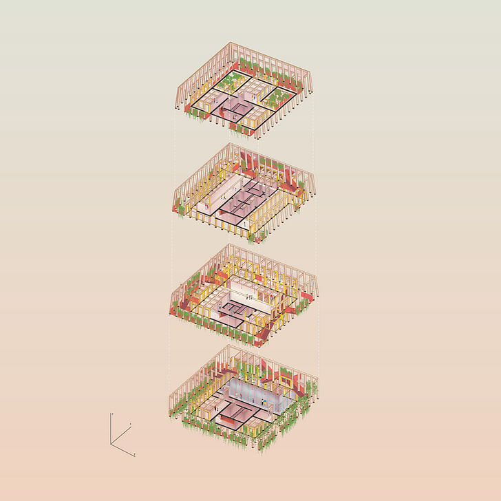 An illustration shows sections of Lali-Gurans. Drawing courtesy of MOS Architects