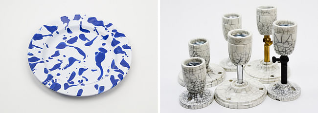 From left: Splatterware Plate, and Crackle Range, by Dyke & Dean