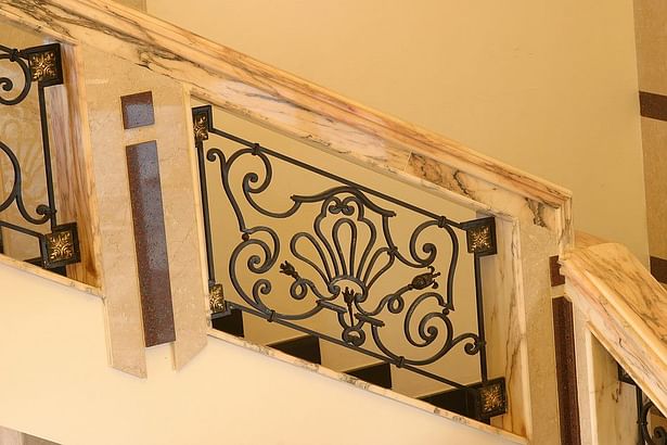 wrought iron element in staircase in restoration of a old classic russian house