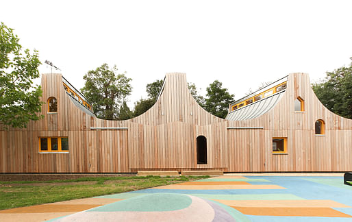 RIBA London Client of the Year Award: Belvue School Woodland Classrooms by Studio Weave. 