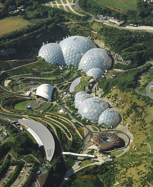 The Eden Project in Cornwall by Nicholas Grimshaw. Photo by Sealand Aerial Photography.