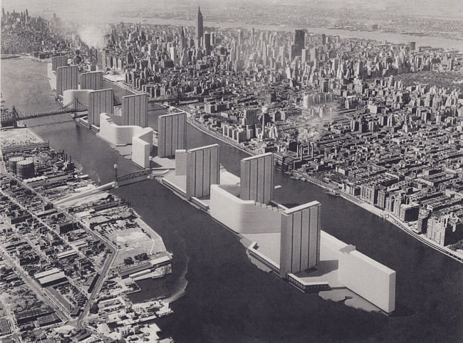 Victor Gruen's 'Welfare Island' (1961). Image via 'Never Built New York'