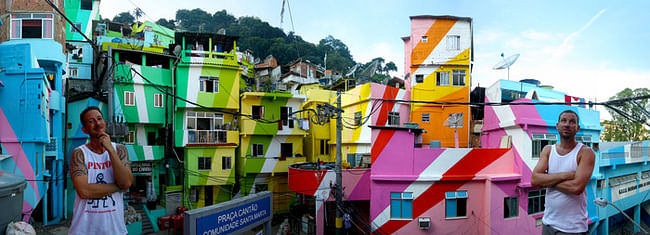 Painting an entire favela in Rio de Janeiro. Image from Favela Painting Kickstarter.