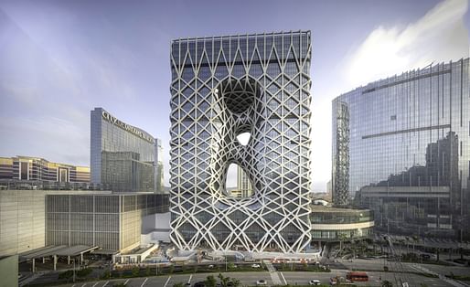 Best Tall Building, 100-199 meters + Innovation Award (parametric digital strategy) + Fire & Risk Engineering Award: Morpheus, Macau. Architectural design: Zaha Hadid Architects. Architect of Record: Leigh & Orange; CAA City Planning & Engineering Consultants Ltd. Photo © Ivan Dupont.