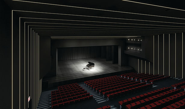 view toward the stage, 3D rendering