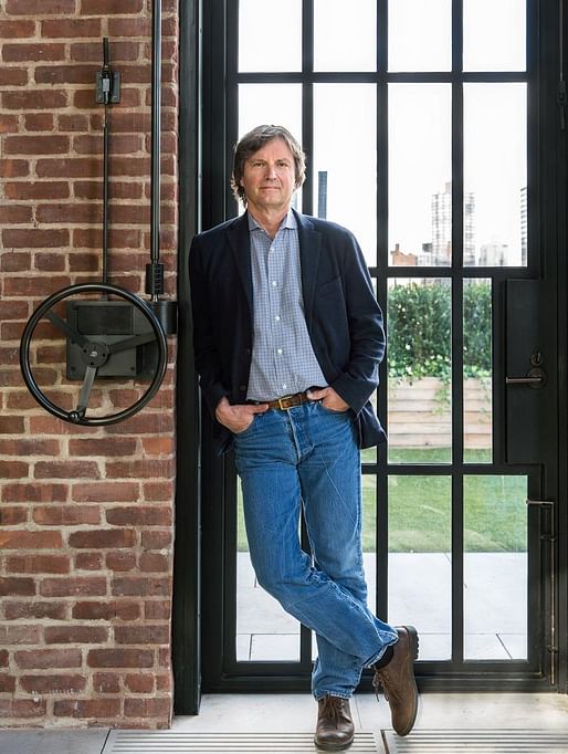 Tom Kundig next to one of his window-opening wheels in a recently completed Manhattan apartment project. Photo: Juliana Sohn for The Wall Street Journal.