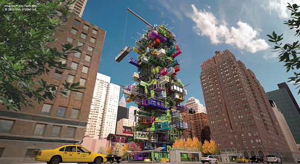 Fresh from the sky: HIVE-INN™ CITY FARM JUST LANDED IN NEW YORK. Hive-Inn™ City Farm is a modular farming structure where containers are designed and used as farming modules and acts as an ecosystem where each unit plays a role in producing food, harvesting energy and recycling waste and water.