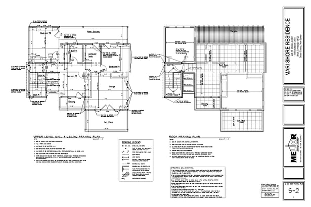 upper level and roof structural plans