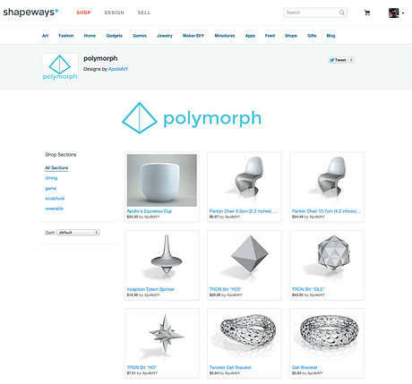 My 'Polymorph' 3D Print Shop opens @ Shapeways.com http://www.shapeways.com/shops/polymorph
