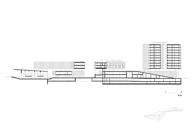 Longitudinal section. Drawing by Labics.