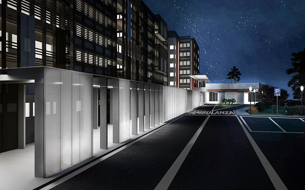 Night render view of the new bio-climatic facade