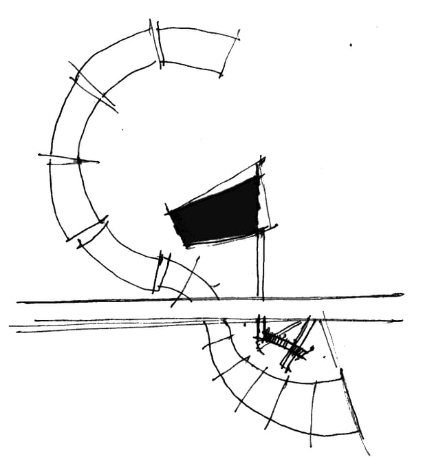 Sketch - Library Building (Snake head shape building) and complex