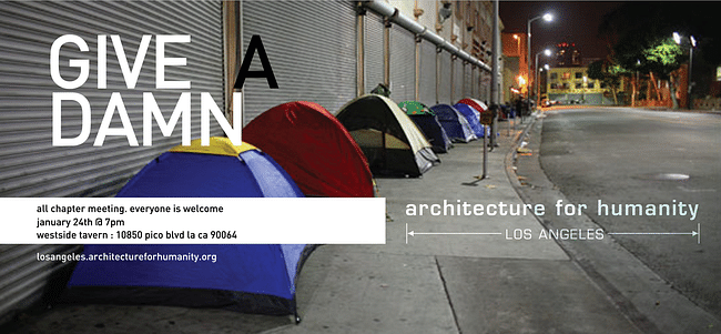 Architecture For Humanity’s Los Angeles Chapter is having their first 2012 meeting January 24th, 7pm at Westside Tavern.