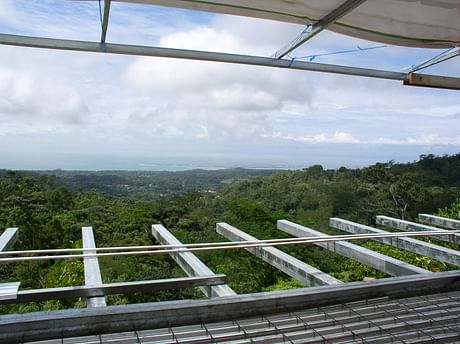Residential project update: Balcony view from Dos Mariposas, an off-the-grid private retreat in Costa Rica. We're utilizing a hybrid of solar, hydro-power and geo-thermal systems. Three weeks into construction. In collaboration with Studio Meraz