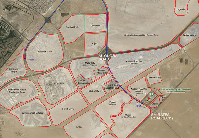 Dubai Sustainable City location (Image: Diamond Developers)