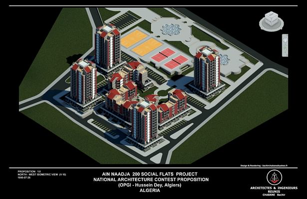 200 Social Flats National Architecture Contest Project, (Ain Naadja, Algiers - 1995)