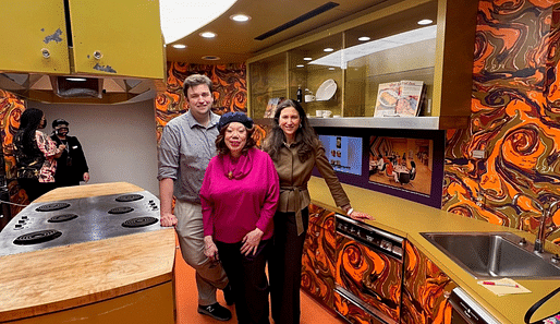 Caption: Lisa DiChiera, former Landmarks Illinois Director of Advocacy; Jean Nihoul, Former Curator &Culinary OperationsManager at the Museum of Food & Drink; and Charla Draper, former EbonyMagazine’s Director of Food & Home Furnishings; in the Ebony Test Kitchen at MOFAD in February...