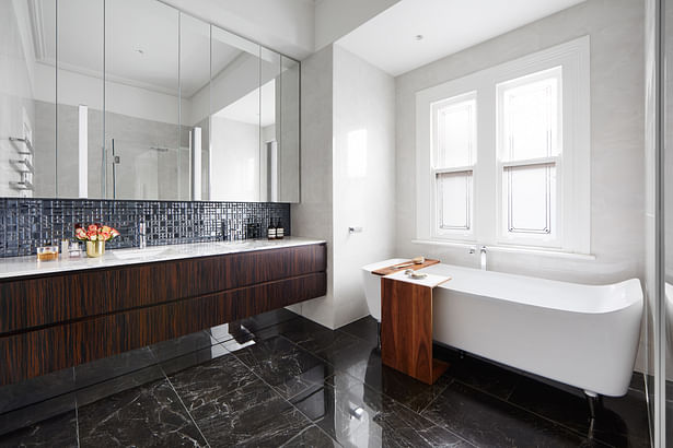 RESTORED ENSUITE WITH THE NEW BATHROOM JOINERY, FITTINGS AND FIXTURES 