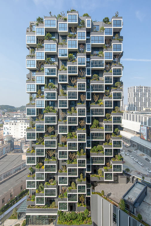 Boeri's Easyhome Huanggang Vertical Forest City Complex in Hubei Province, China. Image courtesy RAW VISION. 
