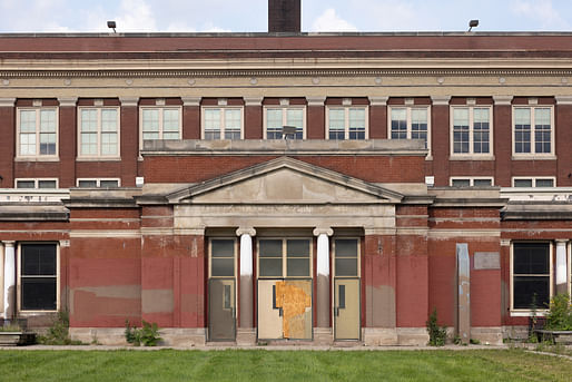 Borderless Studio, 'Kohn School in Roseland,' Chicago, 2023. Digital photograph. Photo: David Schalliol. From the 2024 grant to Borderless Studio and MAS Context for the publication “Beyond Closure: Reimagining Possibilities for Chicago’s Closed Schools”