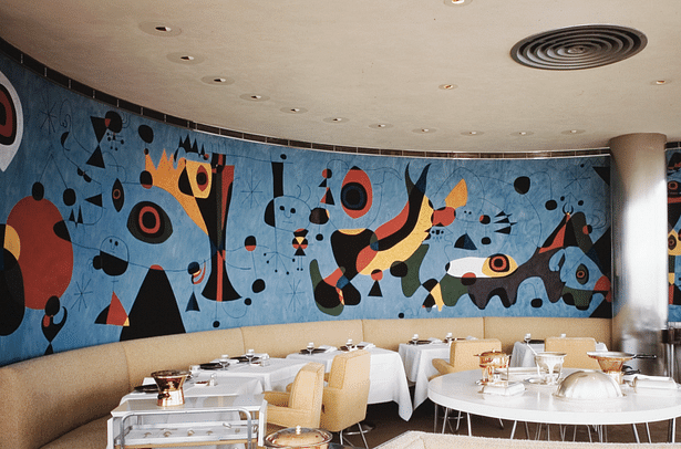 Gourmet Restaurant with mural by Joan Miró [ca. 1948]