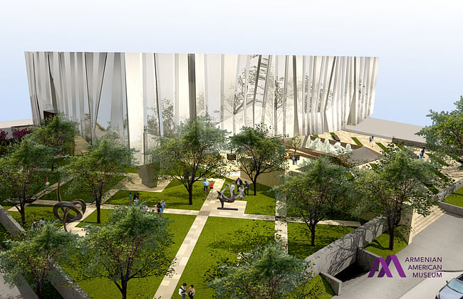 Aerial view of the proposed Armenian American Museum in Glendale, California. (Image via armenianamericanmuseum.org)