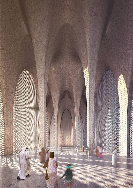 Mosque - interior. Image © Adjaye Associates.