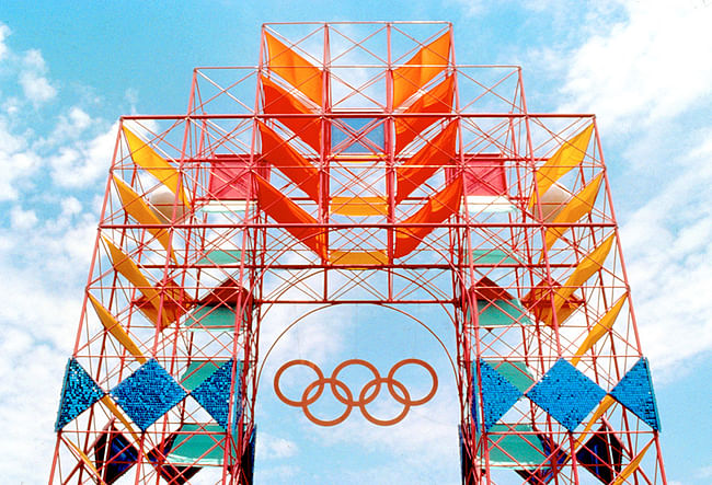 Sussman environmental design from the 1984 Olympics in Los Angeles, image via Metropolismag.com.