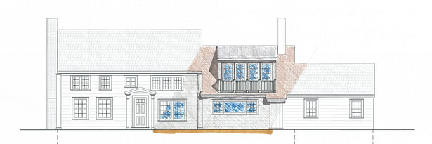 Front Elevation Design Drawing; CAD drafted with Hand Rendering