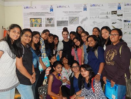 with students at BNCA, Pune, India