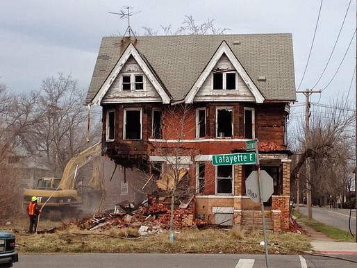 Abandoned house demolition in Detroit