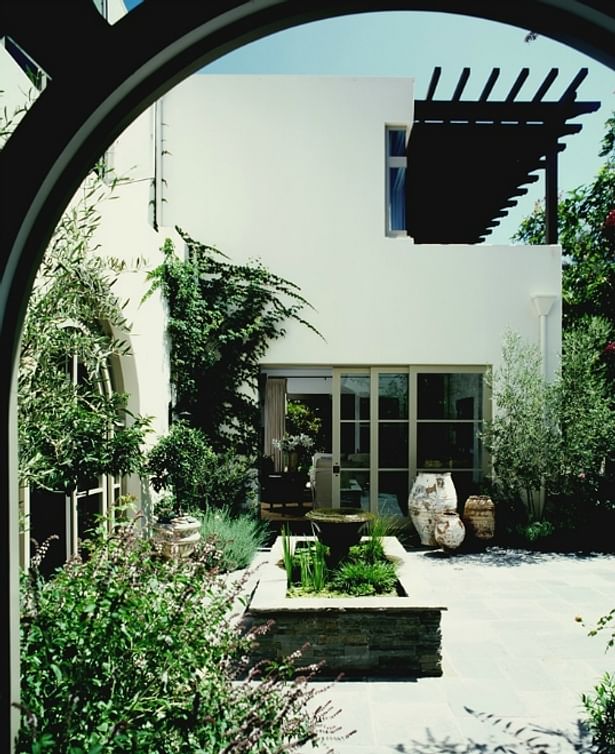 family room as seen across from courtyard entry