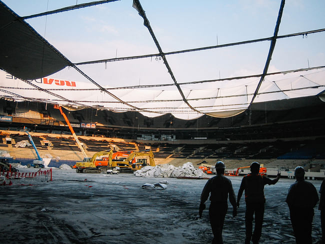 RCA Dome roof, coming down. Image courtesy of PUP.
