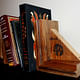 Bookends made from wood salvaged from Ray Bradbury's Cheviot Hills home by The ReUse People. Image via ReUse.