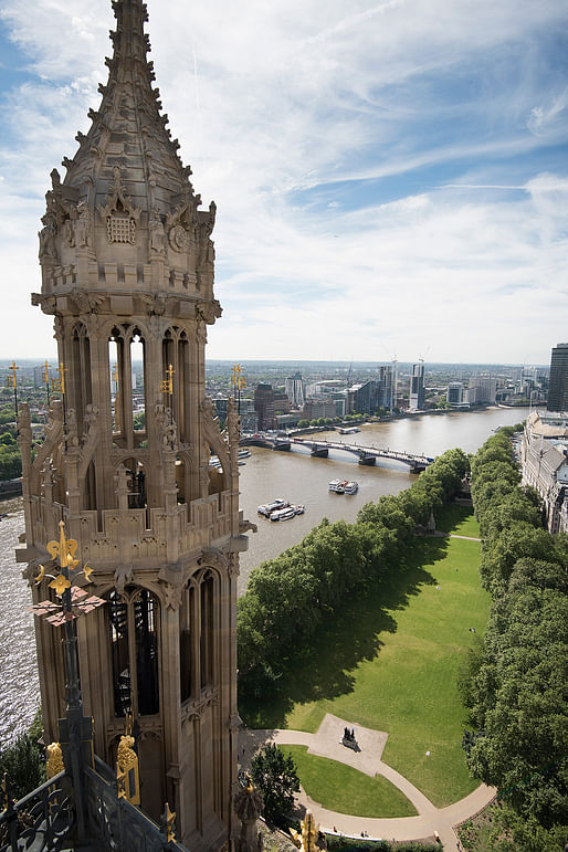 Aerial view of Victoria Tower Gardens from Victoria Tower. © Malcolm Reading Consultants/Emily Whitfield-Wicks.
