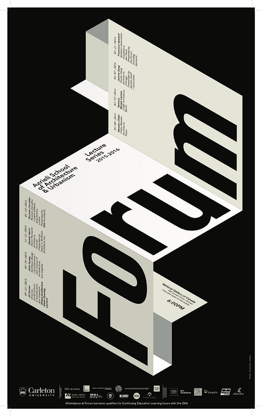 "Forum" lecture series. Poster courtesy of Azrieli School of Architecture & Urbanism, Carleton University.