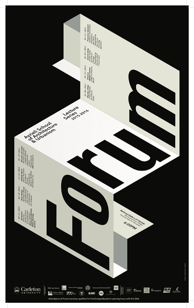 'Forum' lecture series. Poster courtesy of Azrieli School of Architecture & Urbanism, Carleton University.