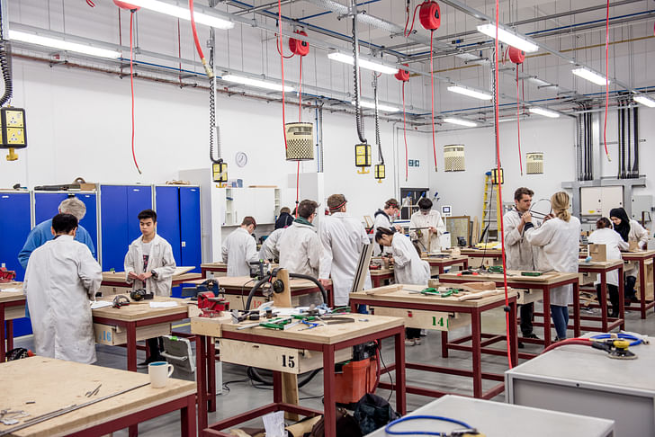 Students working in the Bartlett Manufacturing and Design Exchange workshop. Credit: Stonehouse Photographic.