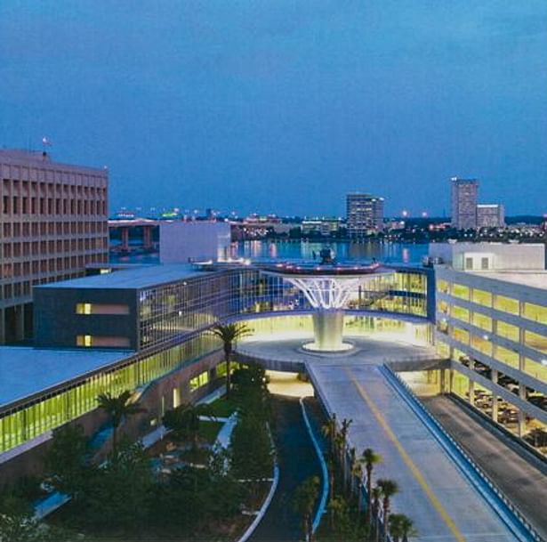 Main and Emergency Department Entries, Parking Garage and Helipad