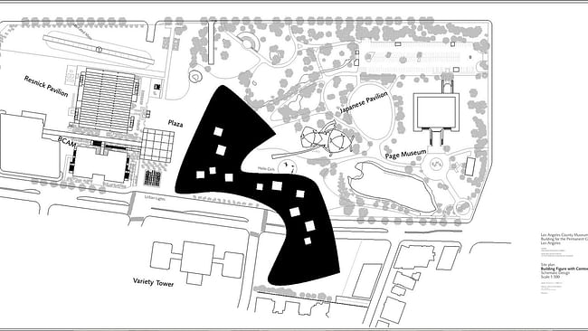 The latest site plan for Peter Zumthor's proposed redesign of LACMA. (Atelier Peter Zumthor & Partner)