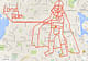 The art is already inside the city—you just have to expose it: Stephen Lund GPS-doodled this Dark Lord of the Sith onto the grid of Victoria, BC. (Image via gpsdoodles.com)