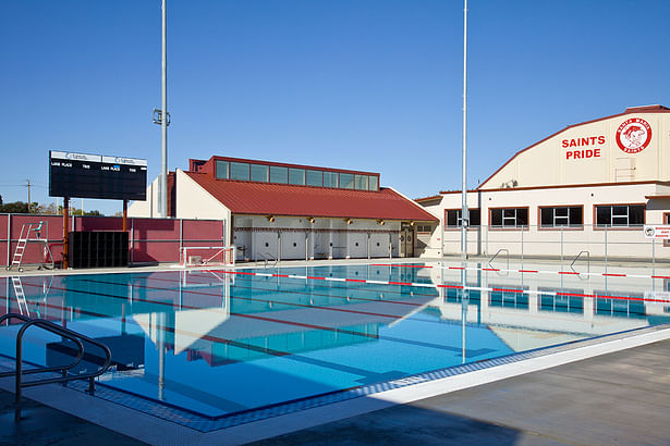 Pool with amenities building.