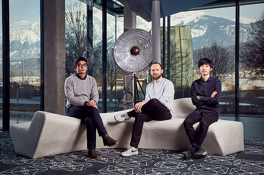 2018 Designers of the Future Award winners (left to right) Study O Portable, Frank Kolkman, and Yosuke Ushigome. Image: Swarovski.