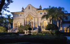 Baroque style facade with curved porch