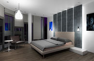 Interior visualization - Bedroom in luxury apartment 
